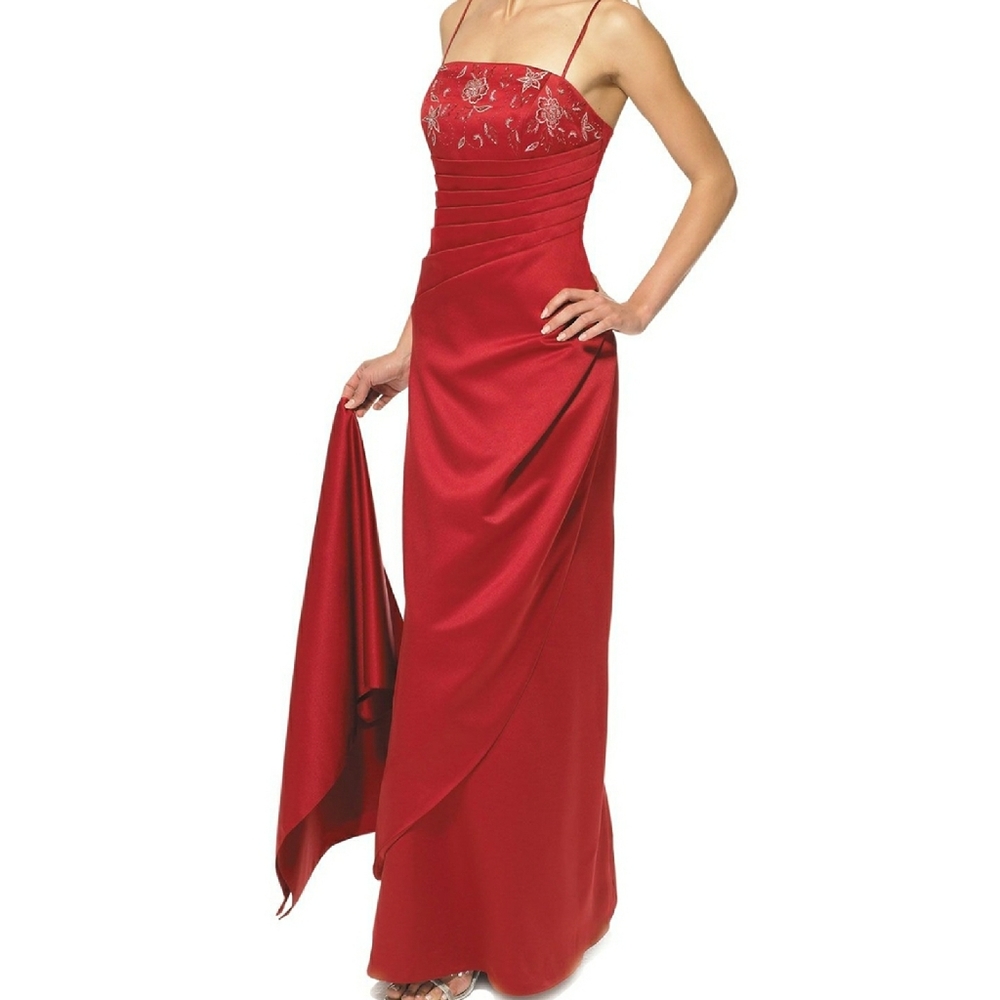 Alexia Designs Claret Satin Formal Gown 12 NWT
